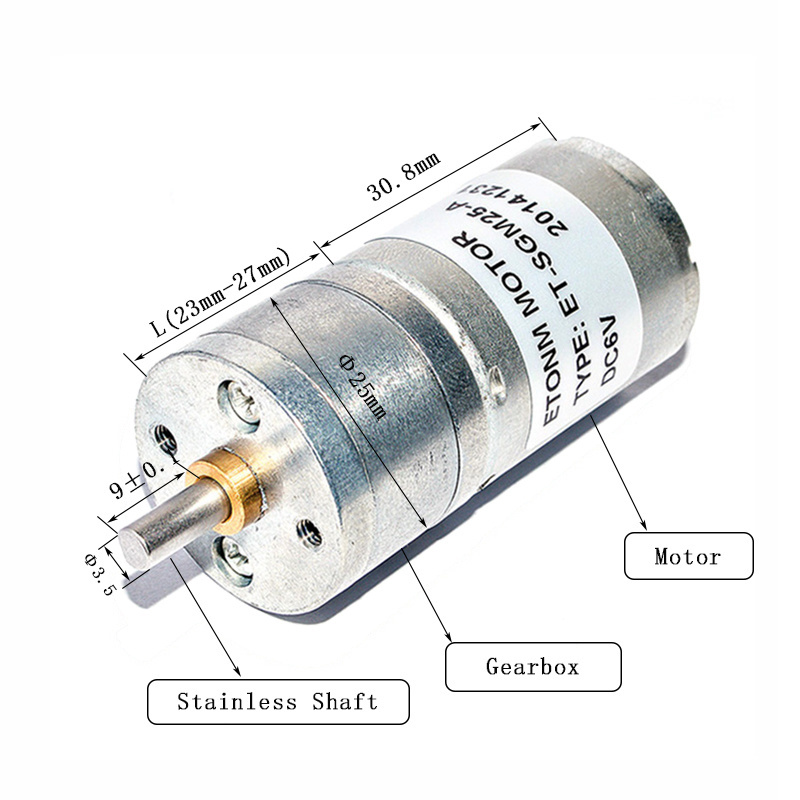 3v dc motor with gearbox high torque small size 25mm for safe and locking 6-24v