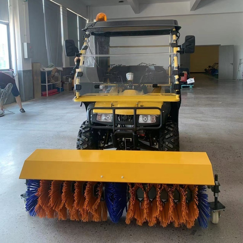 Gasoline roller brush snow sweeper  riding four-wheel snow sweeper