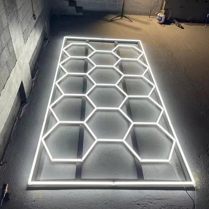 Etop 2023 Hot Sale Honeycomb Car Detailing Ceiling Light Garage Lamp Hexagon Led Light For Garage Basement Car Detailing Shop