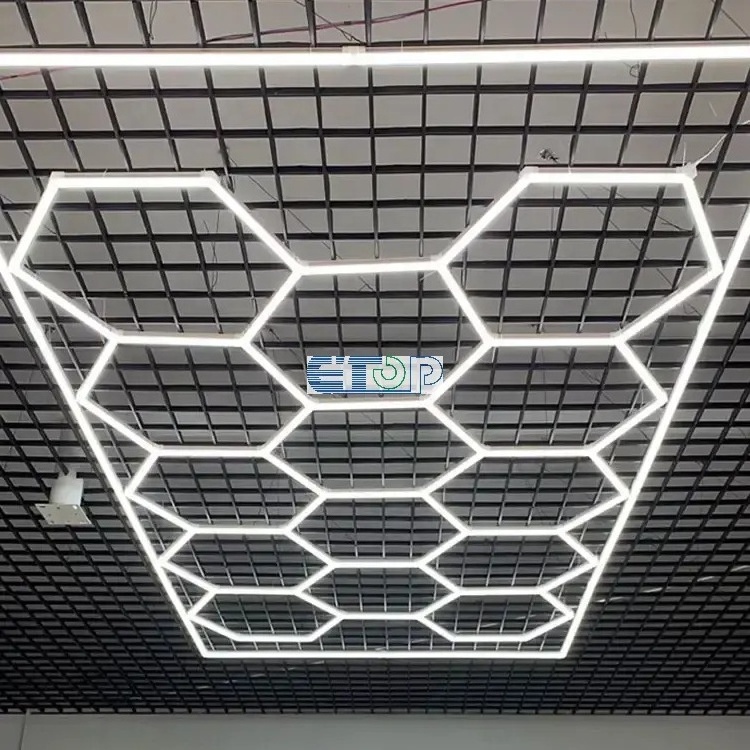 Etop 2023 Hot Sale Honeycomb Car Detailing Ceiling Light Garage Lamp Hexagon Led Light For Garage Basement Car Detailing Shop