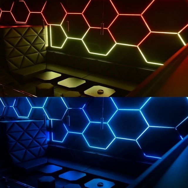 Etop High Quality Garage Light New RGB Car Showroom Hexagonal Light RGB Ceiling Hexagon Light LED