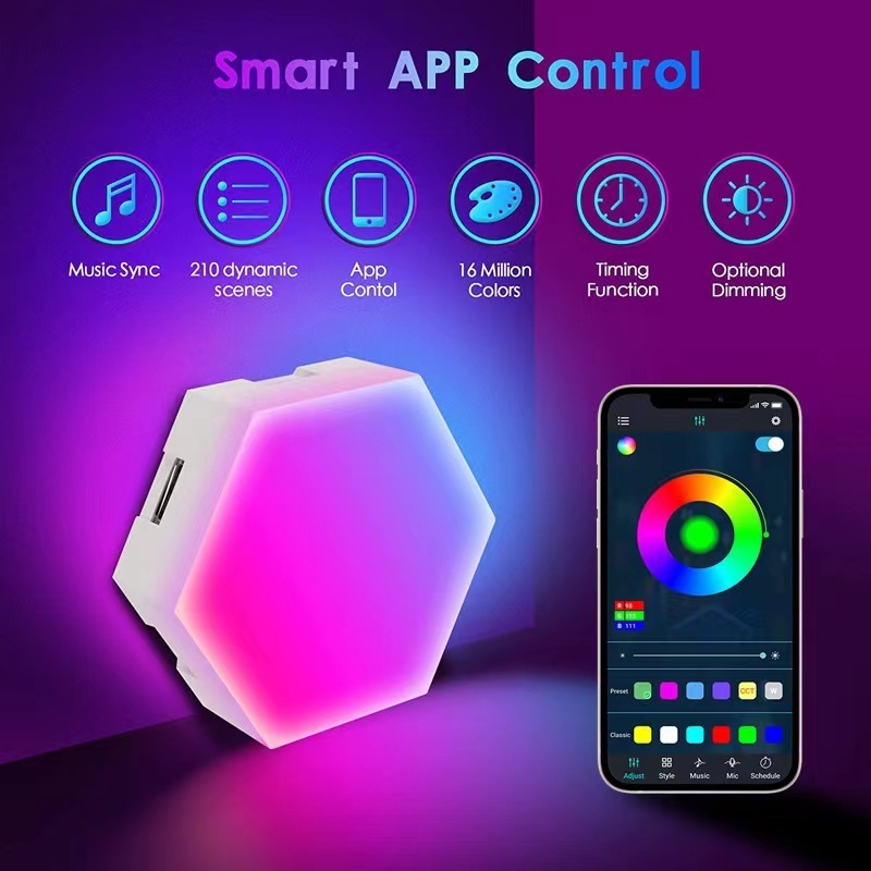 Creative Smart Removable Quantum Modular Touch Hexagon Lights Wall Lamp Led Night Light Hexagon Lights