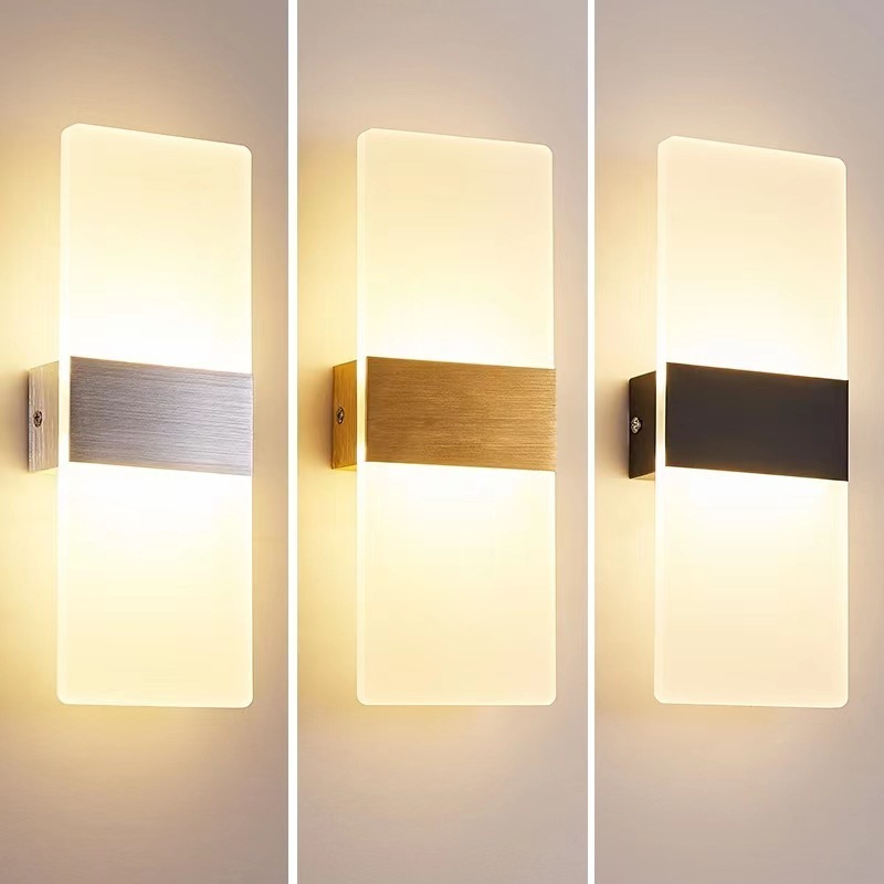 Modern Lights LED Wall Sconce Black Acrylic Lighting Cold Warm White Minimalism Indoor Home Room Bedroom Hotel Decoration