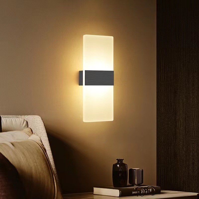 Modern Lights LED Wall Sconce Black Acrylic Lighting Cold Warm White Minimalism Indoor Home Room Bedroom Hotel Decoration