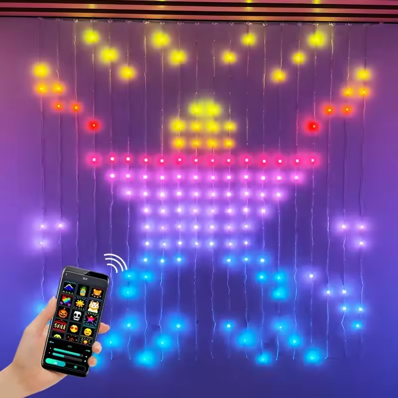 Etop Smart Bluetooth APP Music Control Indoor Christmas Decoration 2*2M 400L Window String Fairy LED Curtain Lights With Remote