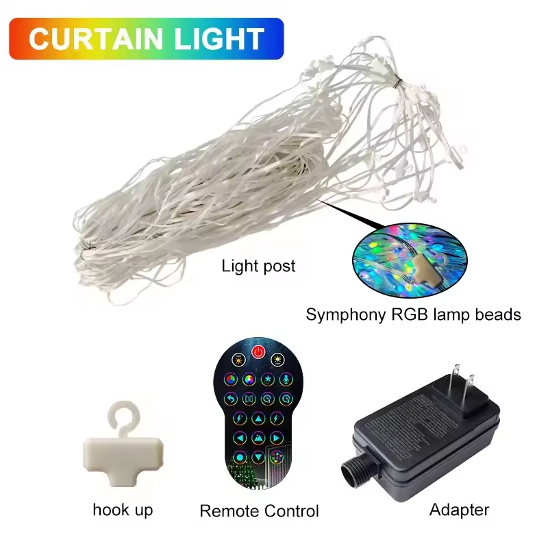 Etop Smart Bluetooth APP Music Control Indoor Christmas Decoration 2*2M 400L Window String Fairy LED Curtain Lights With Remote