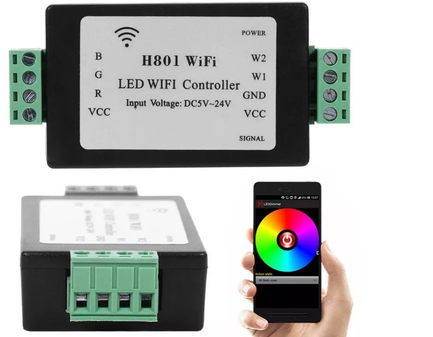 RGBW LED WIFI controller;RGBW WiFi LED H801 Controller;DC5-24V input;4CH*4A output