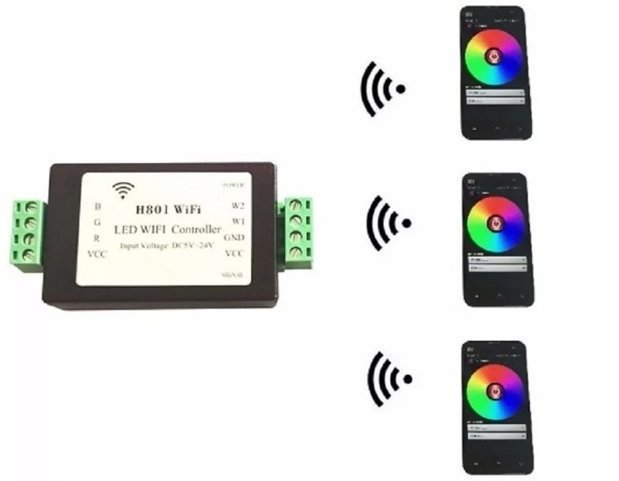 RGBW LED WIFI controller;RGBW WiFi LED H801 Controller;DC5-24V input;4CH*4A output