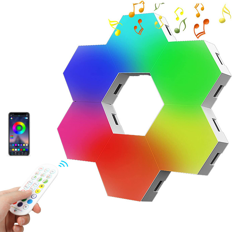 Etop New Bluetooth Remote Control LED Hexagonal Quantum Lamp Smart Home Lamp for Playroom Dance Studio Music Wall Lamp