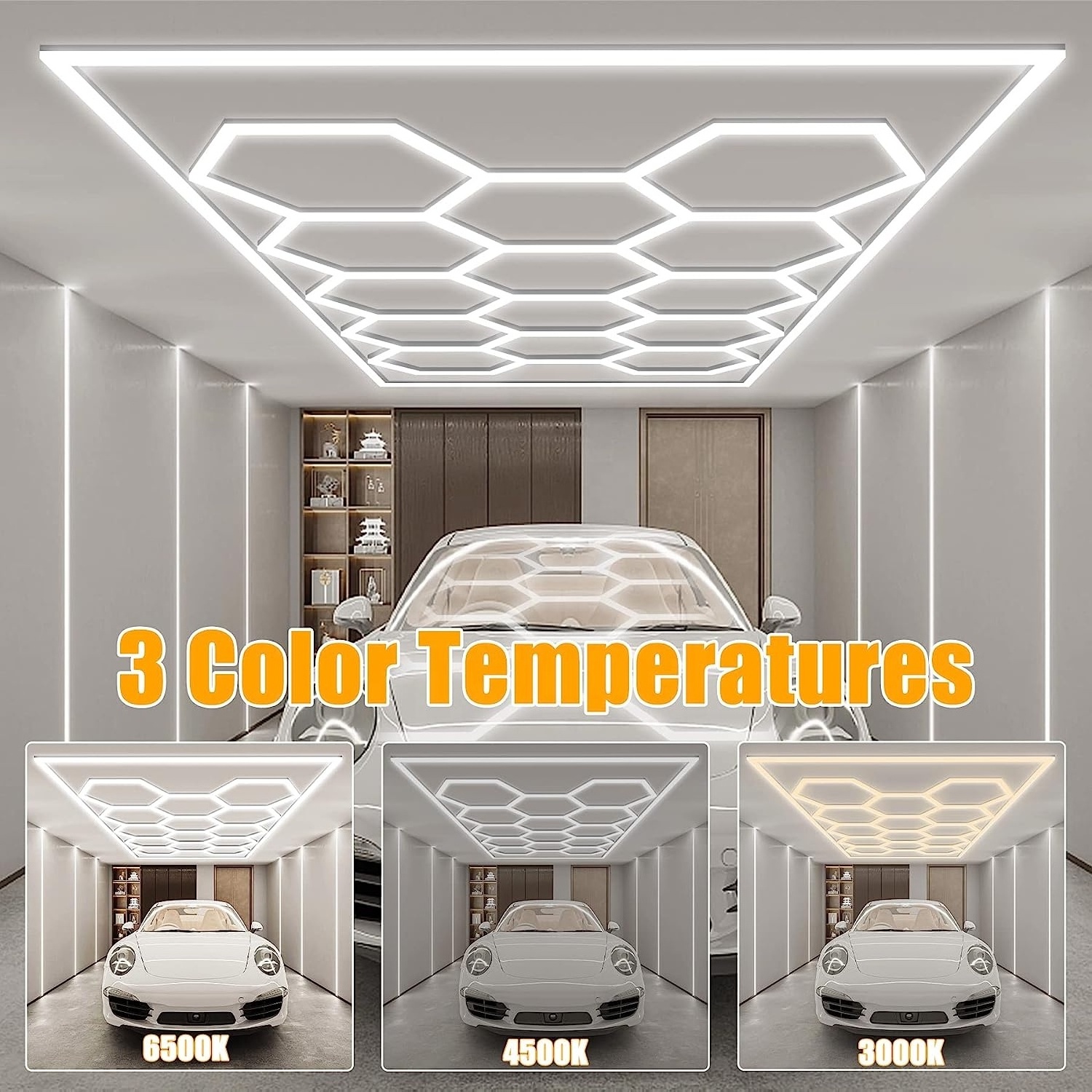 Etop Manufacturer Supply High Lightness Car Detailing LED Garage Light Hexagon Ceiling Working Light For Car Shop