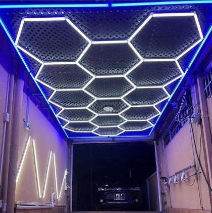 Etop Manufacturer Supply High Lightness Car Detailing LED Garage Light Hexagon Ceiling Working Light For Car Shop