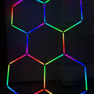 DIY Linkable LED Hexagon Garage Lights Kit RGB 12V/24V Colorful Ambient Honeycomb Lighting For Gym game room car workshop