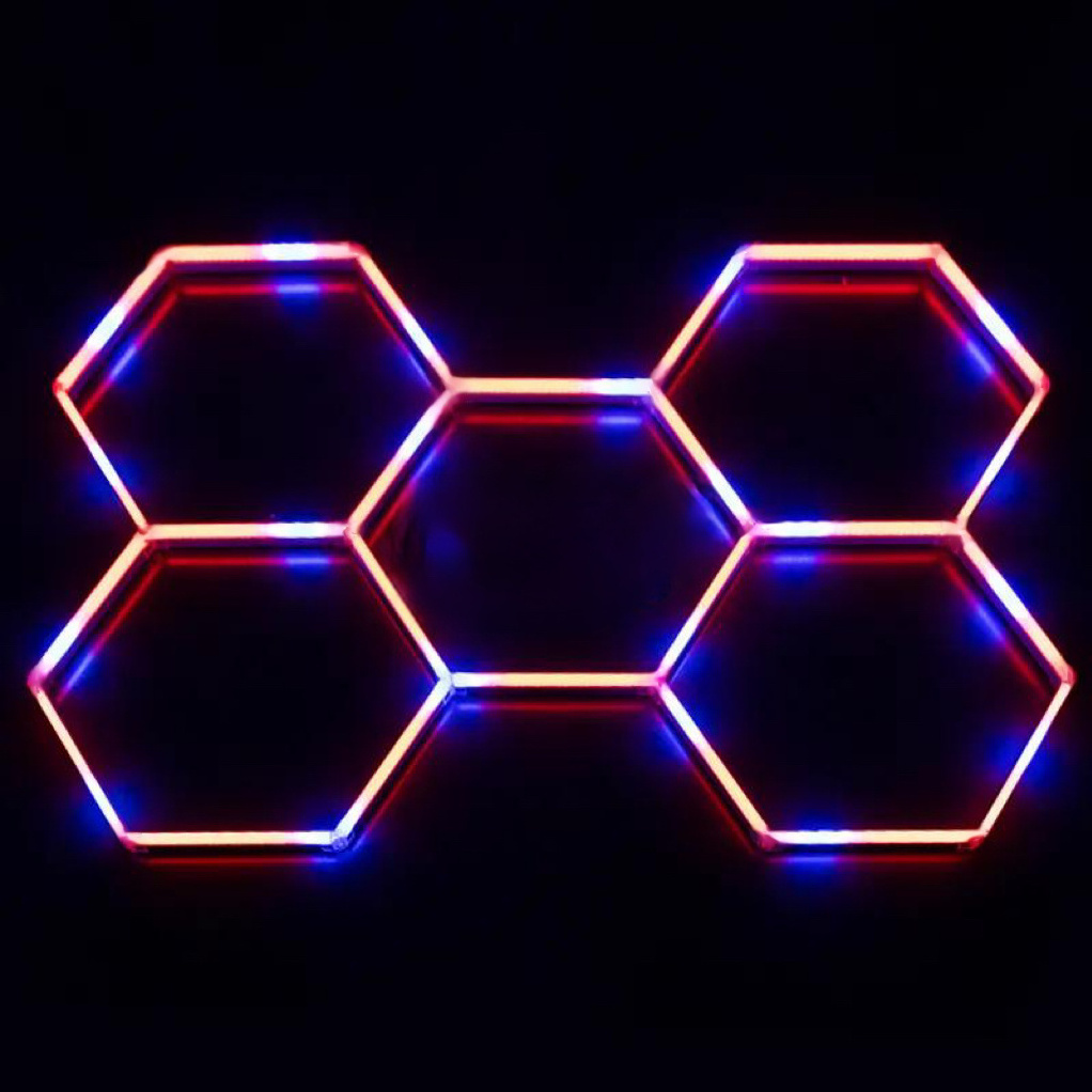 DIY Linkable LED Hexagon Garage Lights Kit RGB 12V/24V Colorful Ambient Honeycomb Lighting For Gym game room car workshop