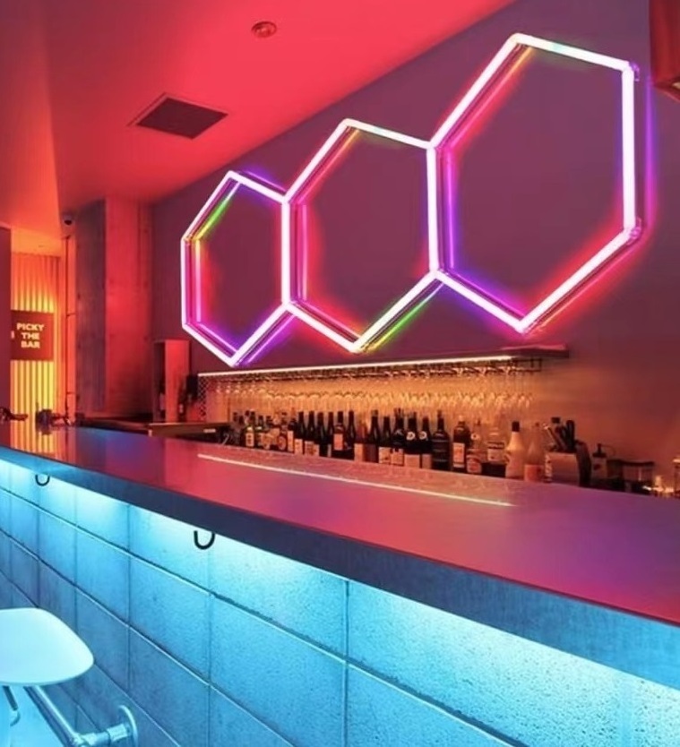 Etop Garage Lights RGB Hexagon Color Hot Sale Garage Led Light Showroom Ktv Bar Light Hexagonal