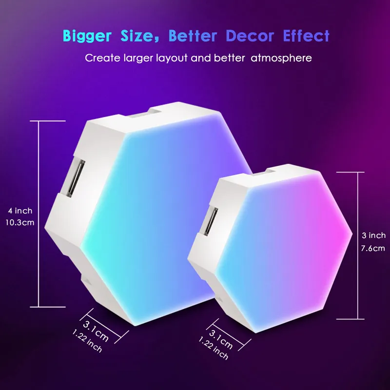 Etop Touchable Remote APP Hexagonal Quantum Light Game Room Dance Room Bedroom Living Room LED Wall Light Music Smart Home Light