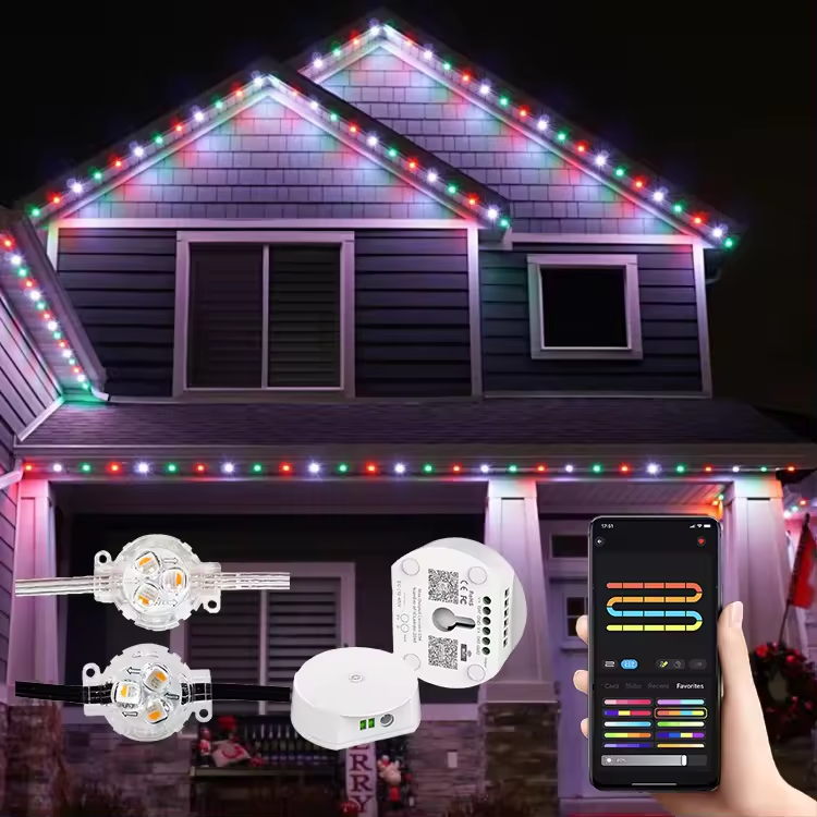 Factory price Whole sale LED point light 30mm IP68 UCS2904 RGBW Outdoor Permanent Christmas Holiday Lights Soffit light