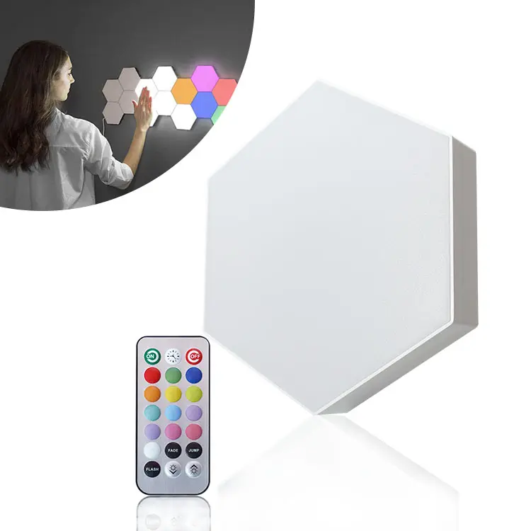 E-top Creative Smart Removable Wall Lamp Quantum Modular Touch Hexagon Geometry Splicing Hex Honeycomb White Led Night Light