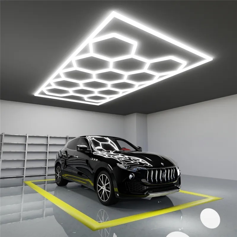 Etop Manufacturer Supply High Lightness Car Detailing LED Garage Light Hexagon Ceiling Working Light For Car Shop