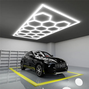 E-top Factory Direct Sale Hexagonal 14 Grid Ceiling Detail Honeycomb LED Light for Commercial Auto Show LED Garage Work Light