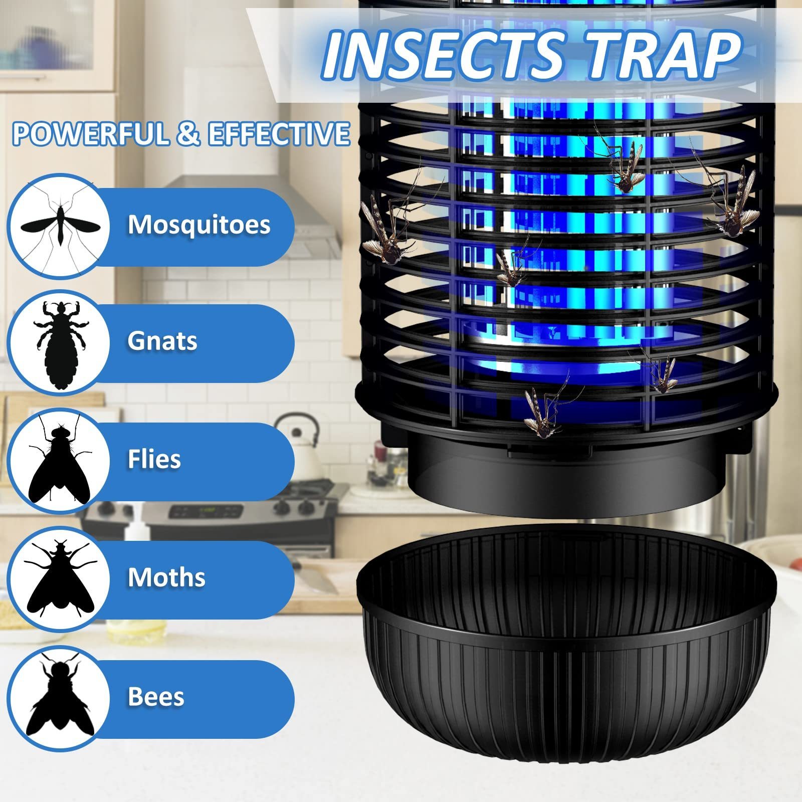 Portable Plug In 15W Electric Bug Zapper Waterproof Flying Insect Trap Electronic Mosquito Killer Lamp With UV LED