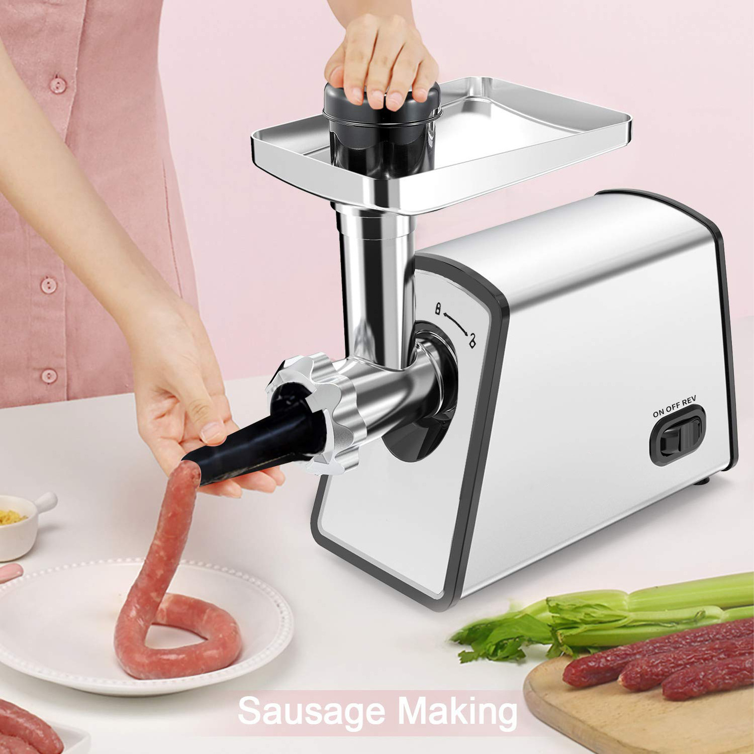 2600W Food Grinder Slicers Sausage Stuffer Maker Electric Meat Grinders For Home Kitchen Commercial Use