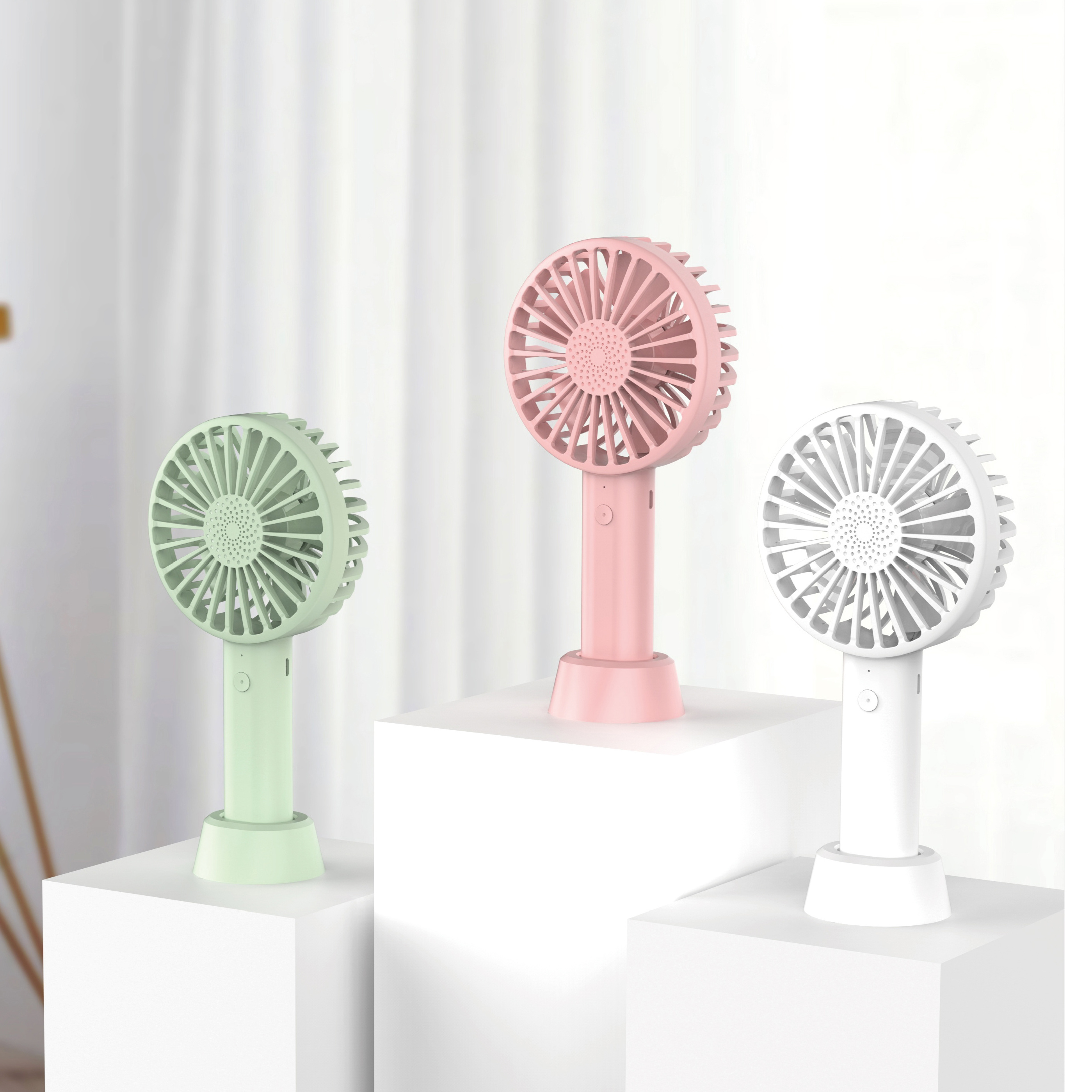 High Quality 3 Speeds Electric Portable Mini Table Fans USB Rechargeable Fan Small Personal Handheld Fan With Base