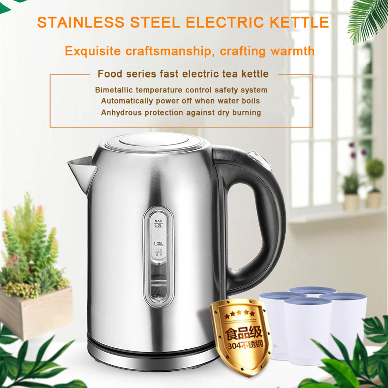 1800W Portable 304 Stainless Steel Fast Electric Hot Water Kettles Safety Electric Kettles For Tea and Coffee