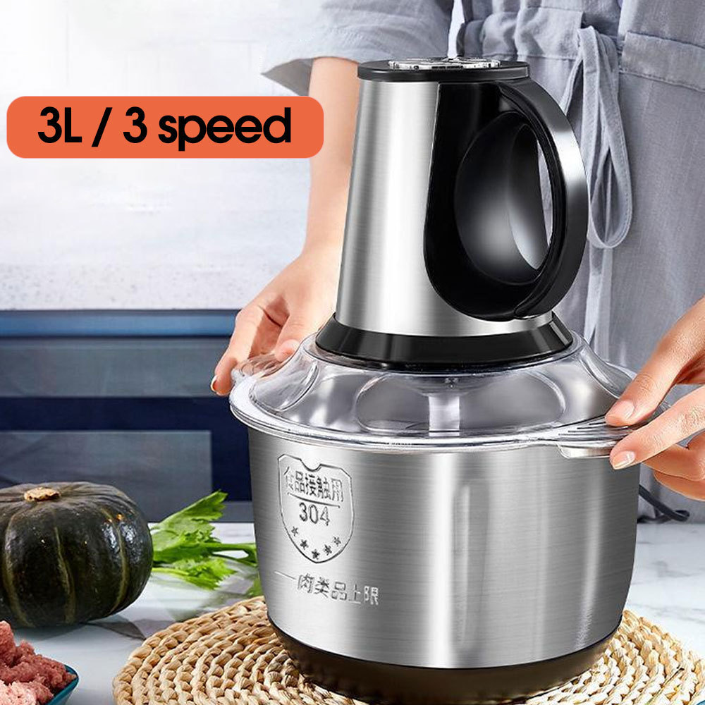 300W Stainless Steel Motor Electric Food Chopper Automatic 2L  Meat Slicers Machine Meat Grinders For Kitchen