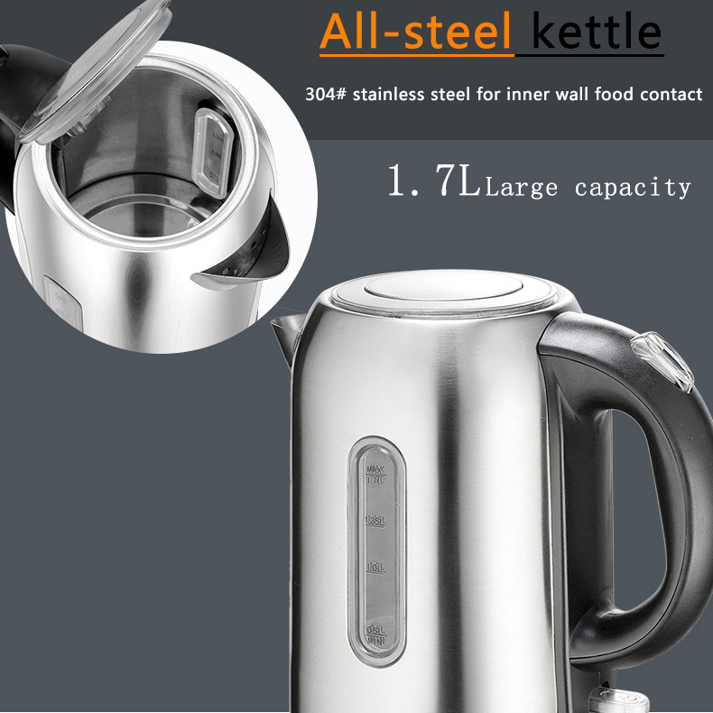 1800W Portable 304 Stainless Steel Fast Electric Hot Water Kettles Safety Electric Kettles For Tea and Coffee