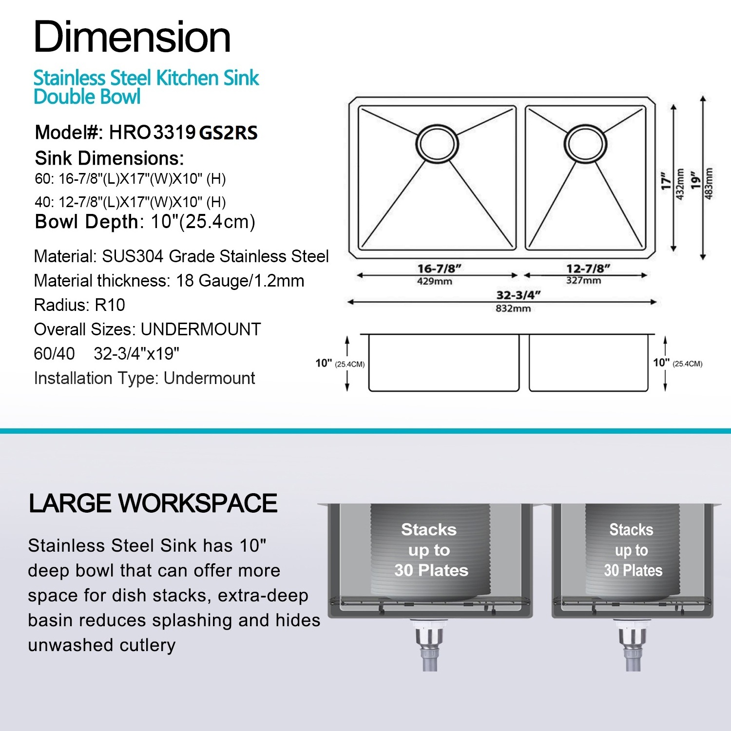 Kraus Standard PRO 33-Inch 16 Gauge Undermount 60/40 Double Bowl Stainless Steel Kitchen Sink