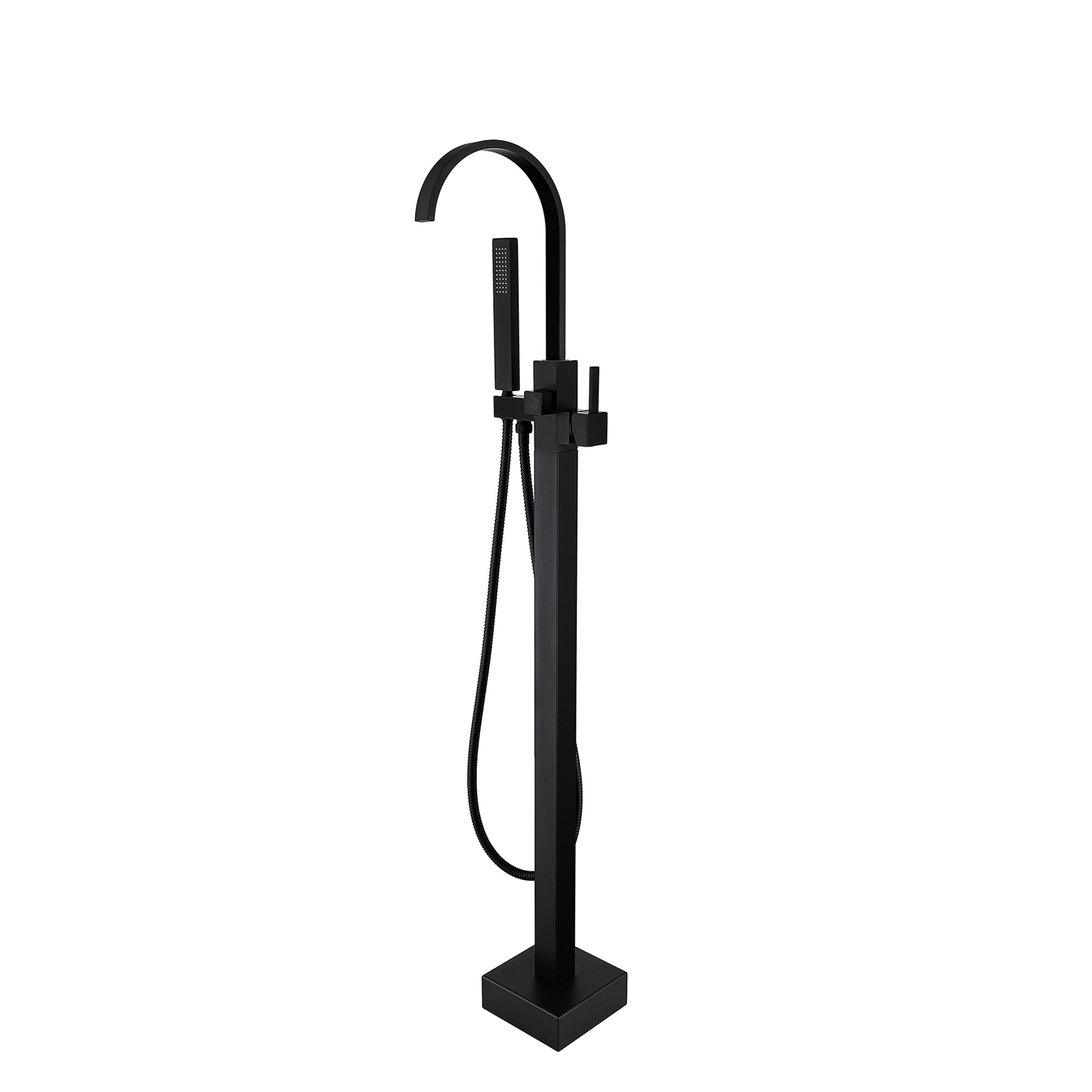 CUPC floor mounted bathtub faucet tub filler brass matte black floor standing bathtub faucet with handheld shower