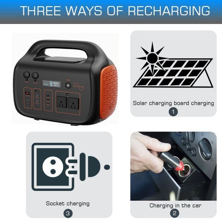 1500W Portable Power Station Lithium Battery Pack Outdoor Solar Rechargeable Mobile Power Supply