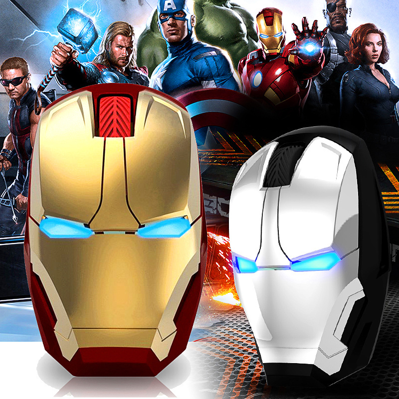 Iron Man Wireless Mouse Silent Optical Gaming Mouse 2.4Ghz Ergonomic Gamer Computer Mice 1600 DPI for PC Laptop Desktop