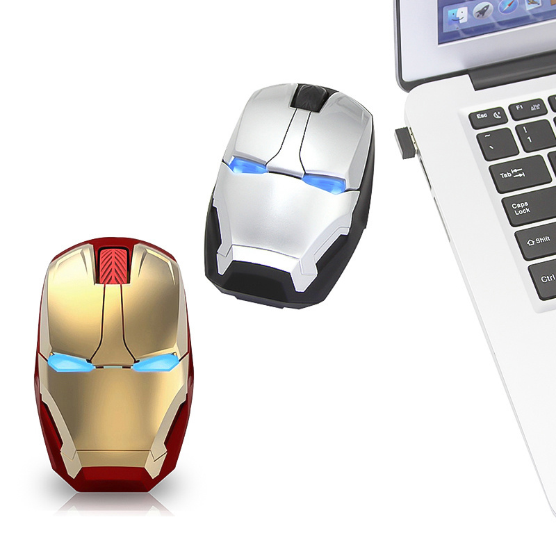 Iron Man Wireless Mouse Silent Optical Gaming Mouse 2.4Ghz Ergonomic Gamer Computer Mice 1600 DPI for PC Laptop Desktop