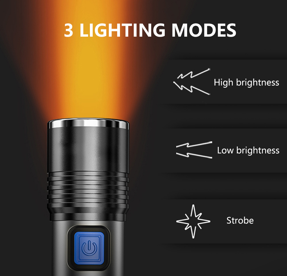 Mini LED Flashlight USB Rechargeable Torch with Sunset Projection Lamp Atmosphere Lantern Waterproof Zoom Fishing Light