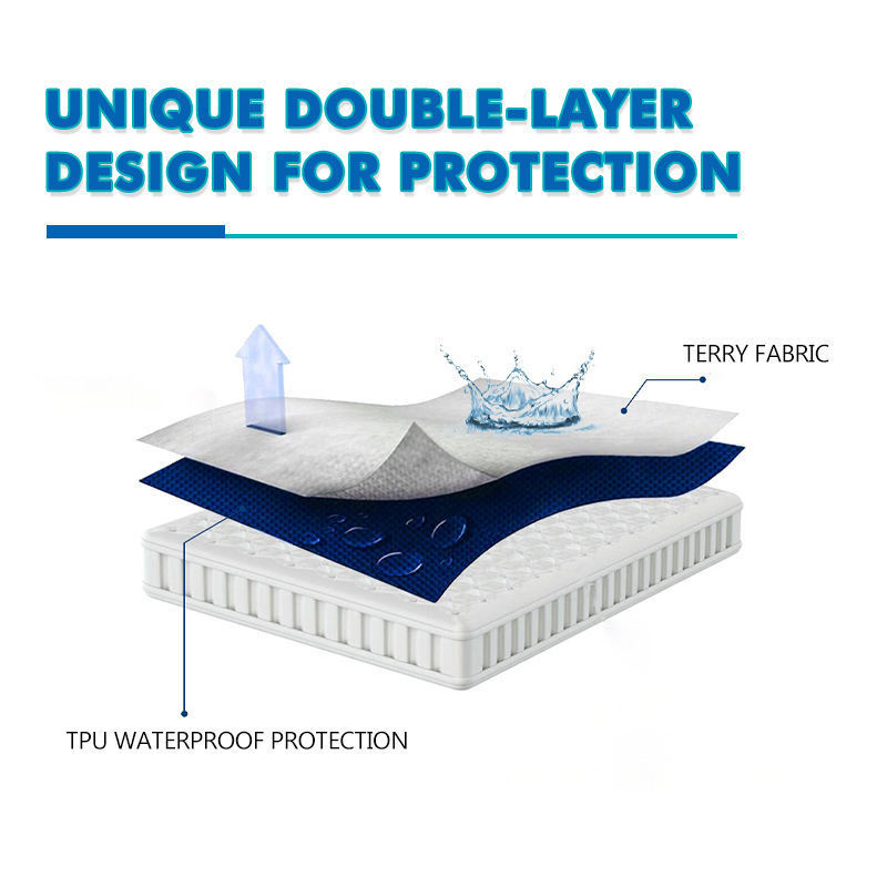 Custom protector de colchon washable noiseless anti slip cotton terry towel water proof waterproof bed mattress cover protector