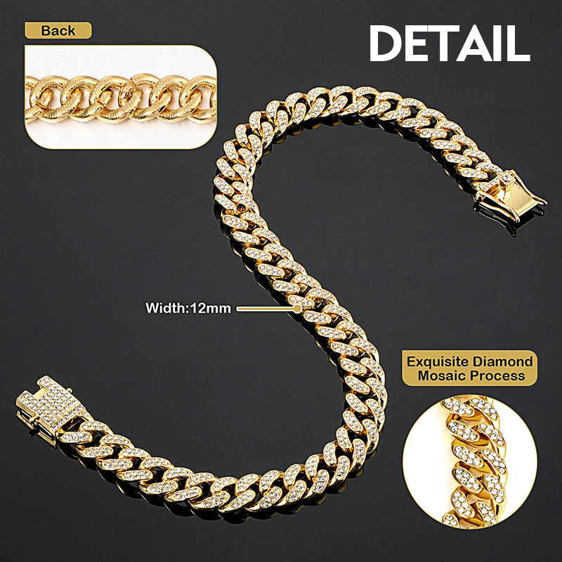 Wholesale metal buckle hardware puppy golden cuban link gold dog chain collar