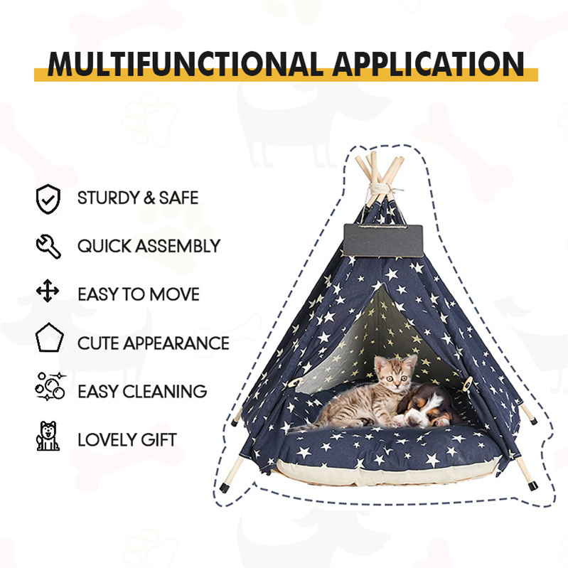 Factory direct sales outdoor camping perros dog tent pet bed portable foldable cat teepee house