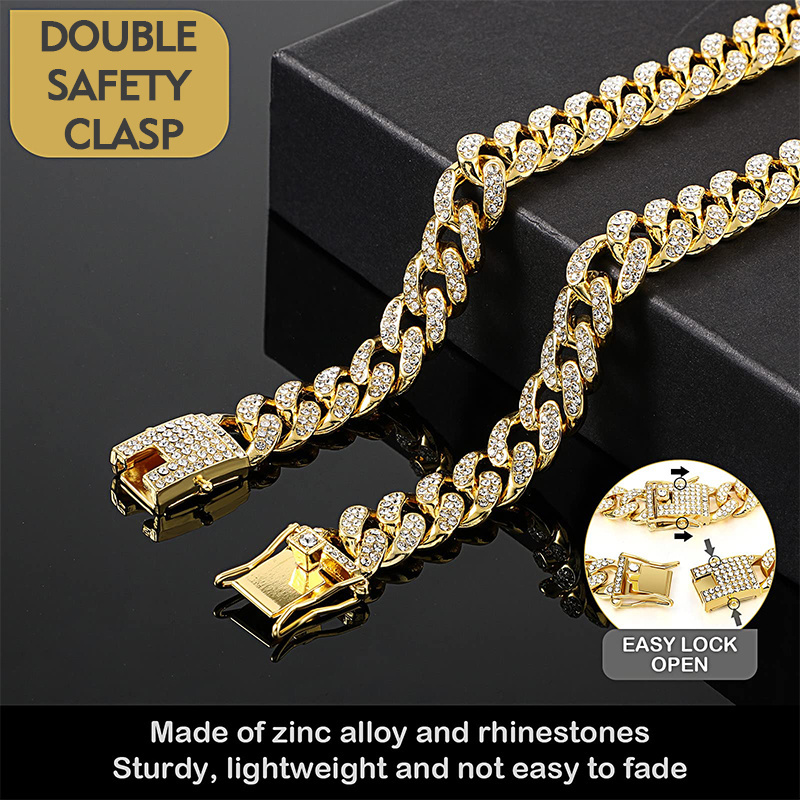 Wholesale metal buckle hardware puppy golden cuban link gold dog chain collar