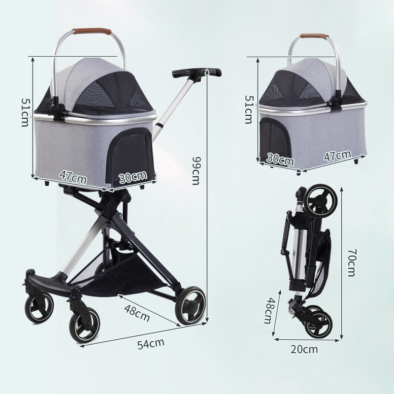 Hot selling large 4 wheels jogging detachable cat pet dog stroller with removable carriage