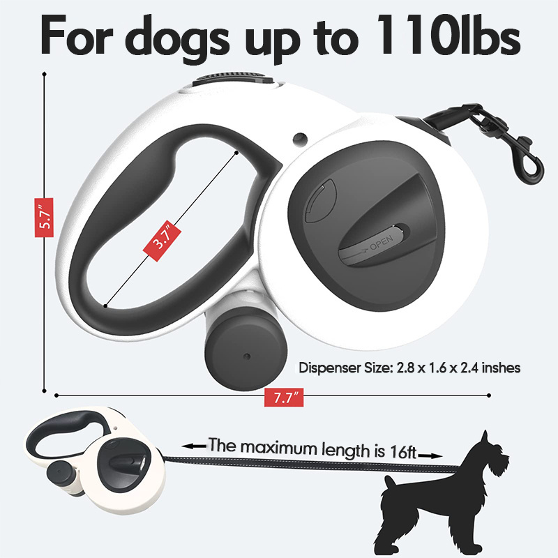 Wholesale reflective tug 360 tangle-free led automatic retractable dog walking leash with led light