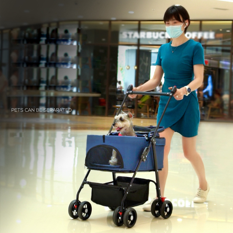 Luxury customized large 4 wheels jogging detachable cat dog pet stroller with removable carriage