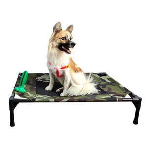 Manufacturer wholesale large dog chew proof oxford raised durable cooling outdoor portable elevated pet cot dog bed with mesh