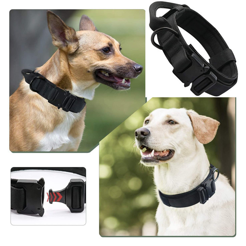 Custom heavy duty nylon biothane training tactical pet dog collar and leash set with handle