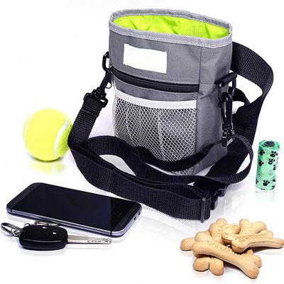 Custom logo shoulder walking training dog treat pouch bag with poop bag dispenser