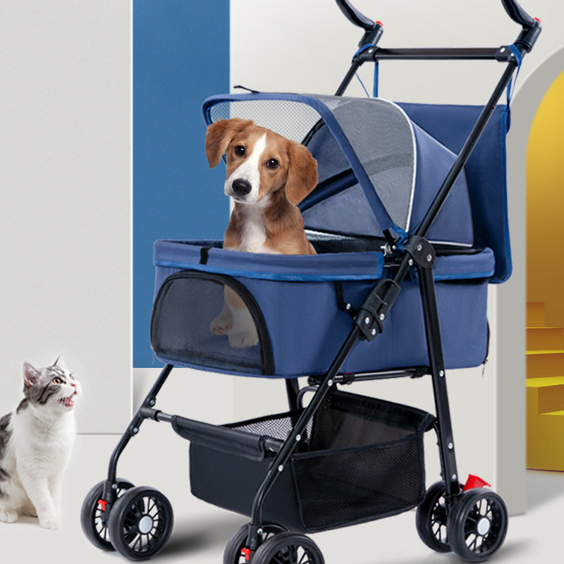 Luxury customized large 4 wheels jogging detachable cat dog pet stroller with removable carriage