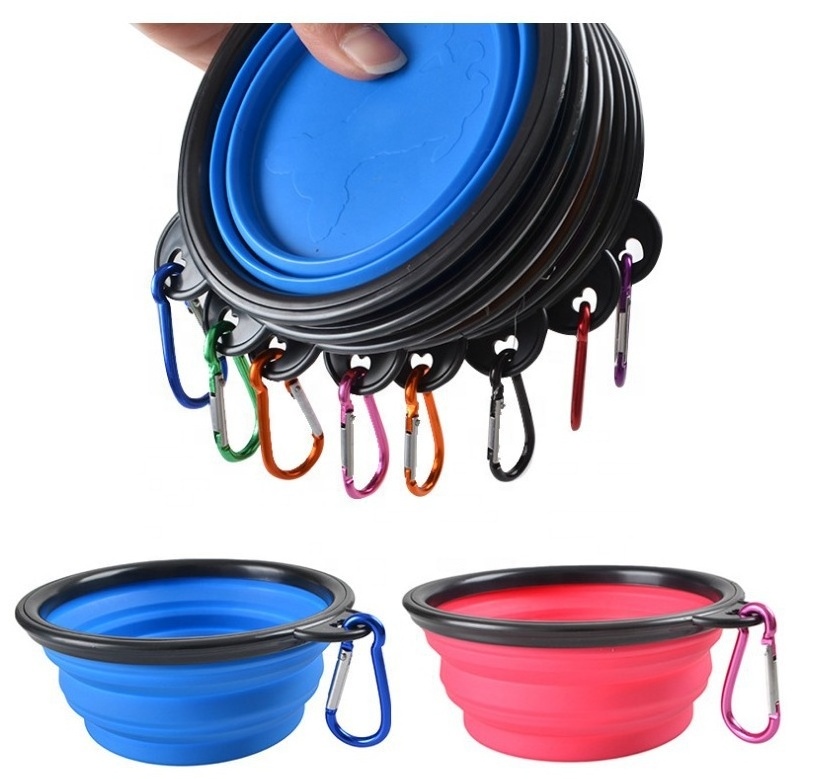 Custom Silicone Anti-Slip Resistance Height Adjustable Foldable Dog Bowl Collapsible Travel Pet Dog Bowl Adjustable