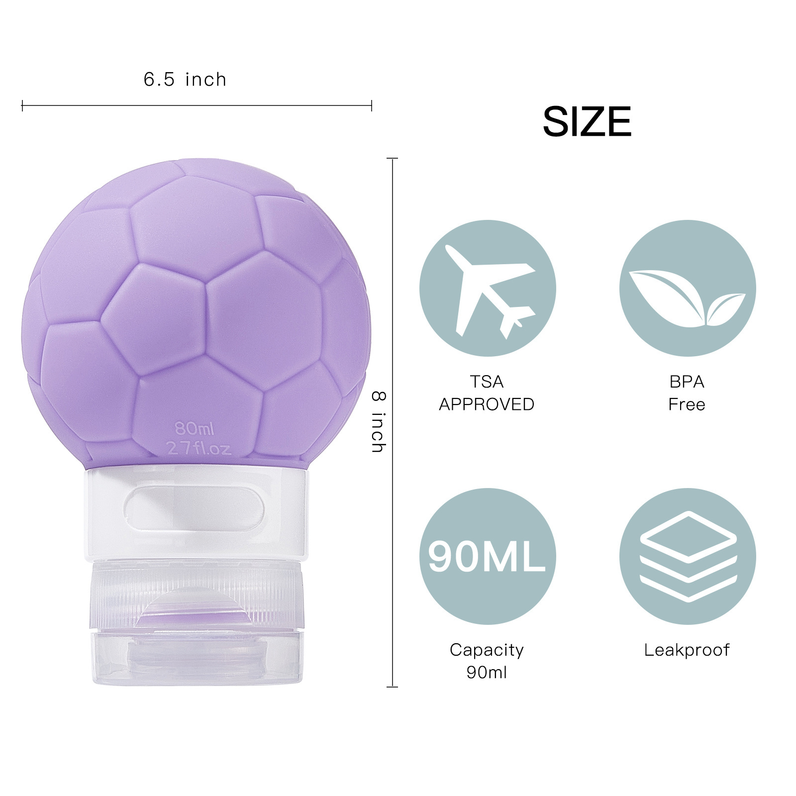 Tsa Approved Bulk Travel Size Shampoo Containers Set Leak Proof Squeezable 80ml Silicone Travel Bottles For Toiletries