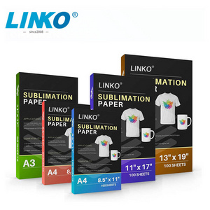 LINKO Sublimation Paper A4 A3 Size  5.8*11 11*19 100 120gsm Sublimation Transfer Paper Quik Dry for Sublimation Printer