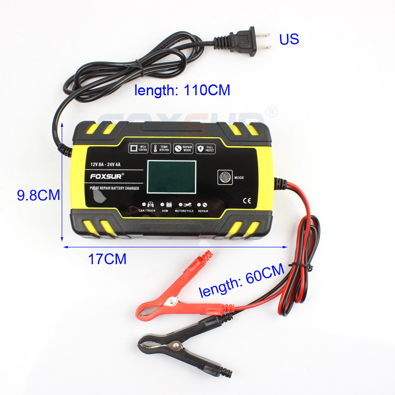 Pulse repair 12V 24V battery charger 12V8A 24V4A VRLA GEL AGM SLA leadacid battery charger